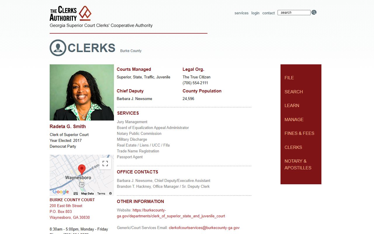 Burke County Clerk of Superior State and Juvenile Court GSCCCA profile