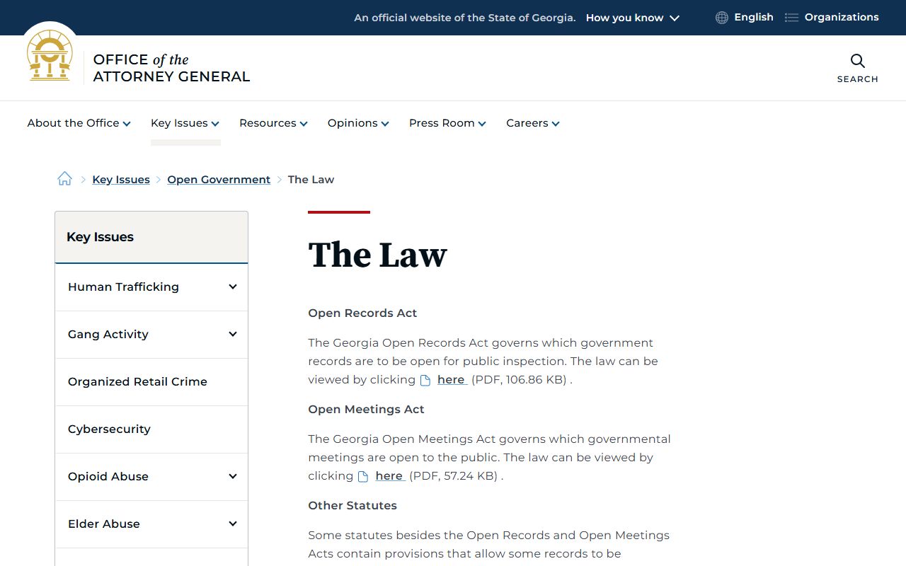 Burke County court records Georgia Attorney General open government law source