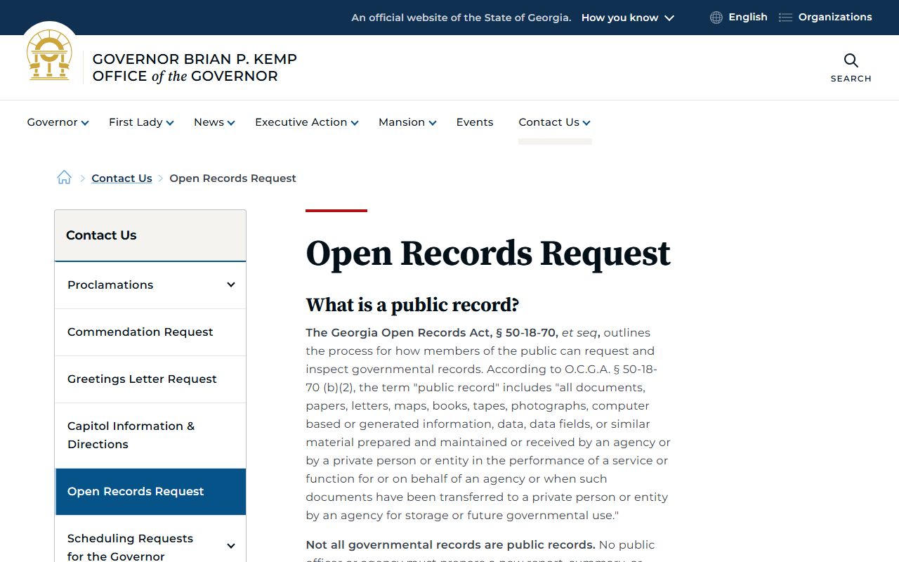 Burke County court records Georgia Governor open records request source