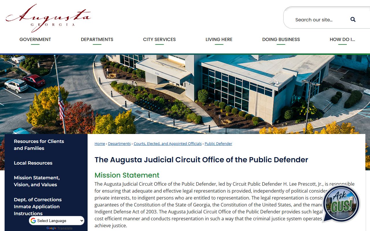 Burke County Superior Court public defender access in Augusta Judicial Circuit