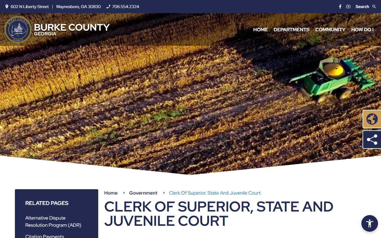 Burke County Court records Clerk of Superior State and Juvenile Court page