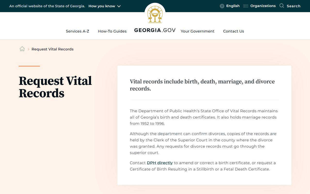 Burke County marriage and divorce records Georgia vital records request information