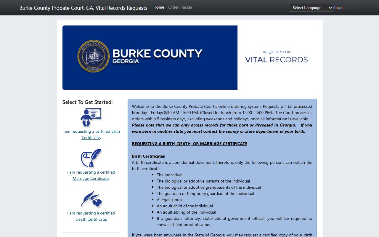 Burke County marriage records Permitium vital records ordering portal